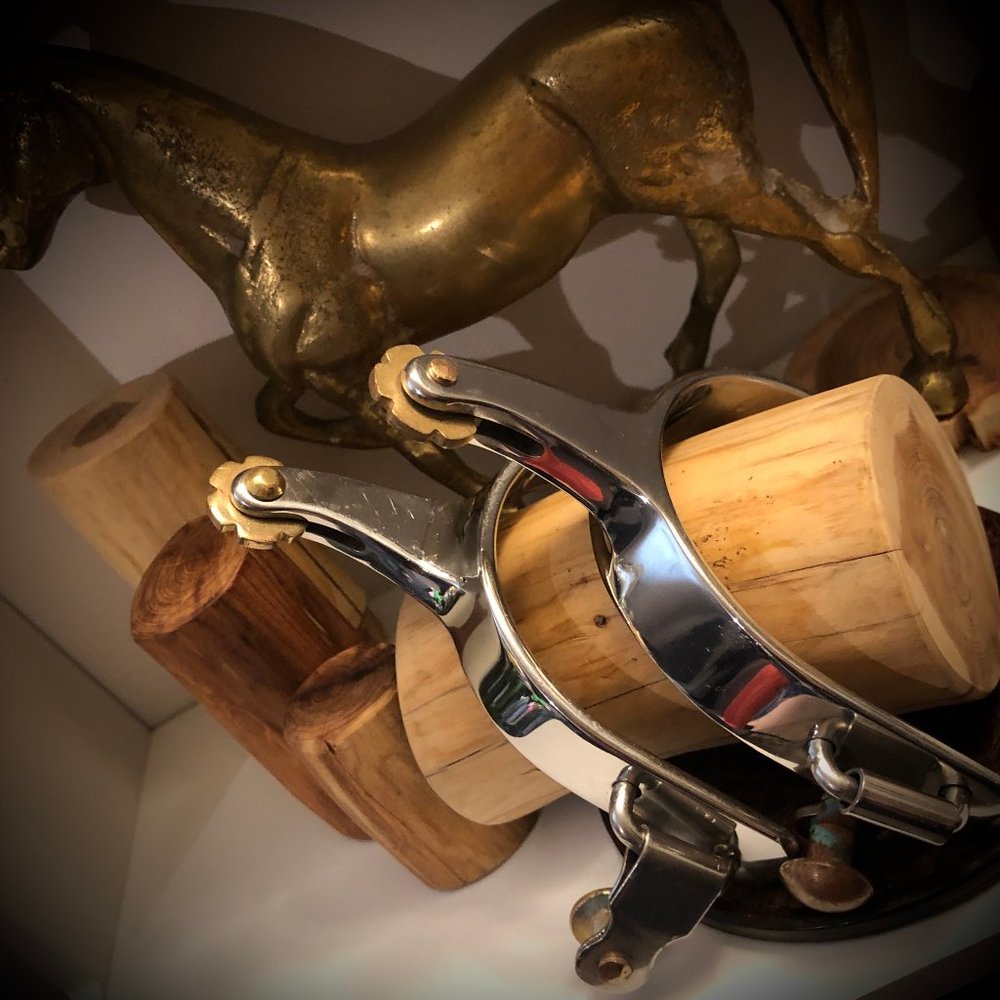 ‼️SOLD‼️Western Horse Spurs 3" - Stainless Steel with Brass 6 Point Rowel/